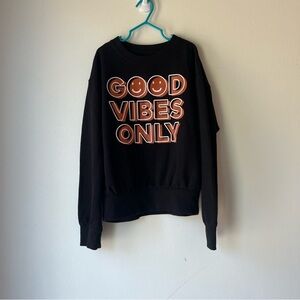 🌼 5/$25 Wonder Nation Kids Black “Good Vibes Only” Graphic Sweatshirt L (10-12)
